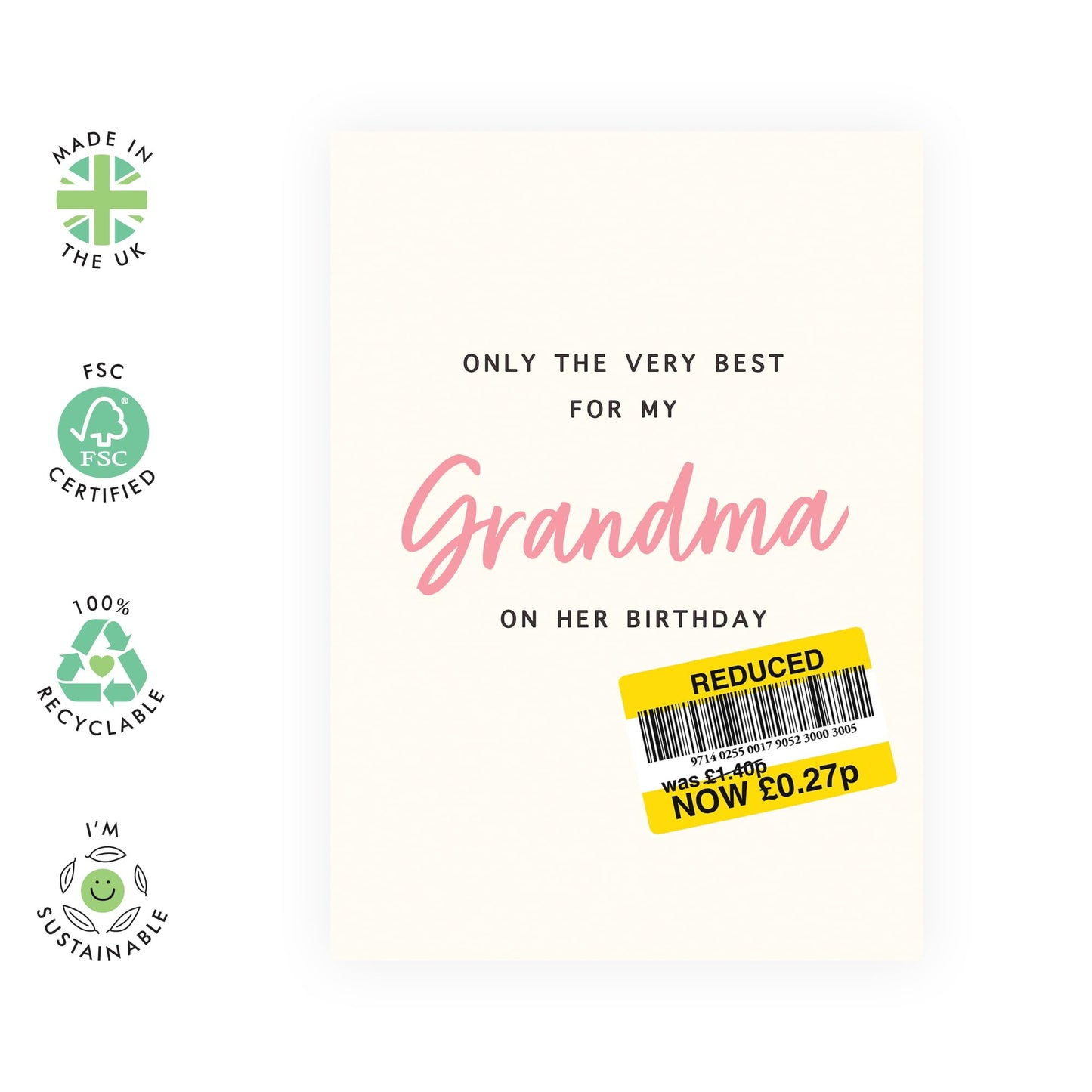Greeting Card - 'Only the Very Best for My Grandma' - For Grandmothers - Heartfelt Design - Ideal for Expressing Love and Appreciation - Perfect for Any Occasion - Comes with Stickers by Central 23