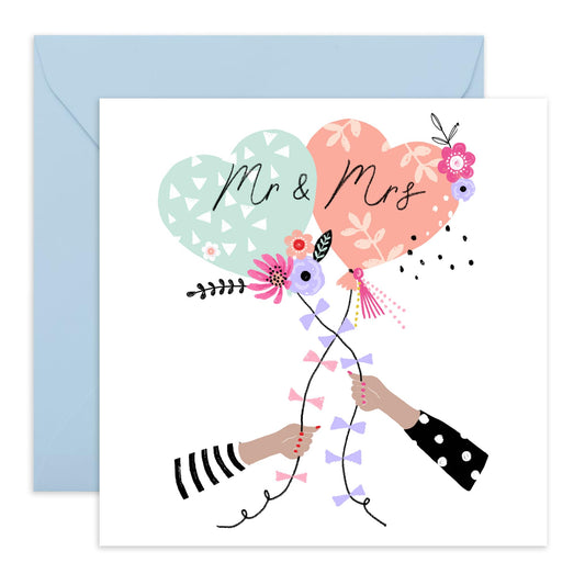Engagement Card For Fiancé - Balloons Mr And Mrs - Congratulations Card For Men Women - Valentines Day Cards Boyfriend Girlfriend Men Women - From Best Friend - Comes With Stickers By Central 23