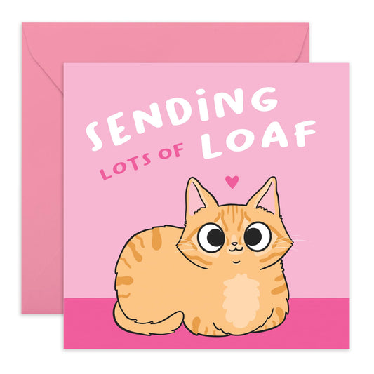 Cat Mum Card - Cat Dad Card - Sending Lots Of Loaf On Your Bday - Cat Birthday Card- Gifts For Men And Women - Cute Greeting Cards For Friends Pet Owners - Comes With Fun Stickers - By Central 23