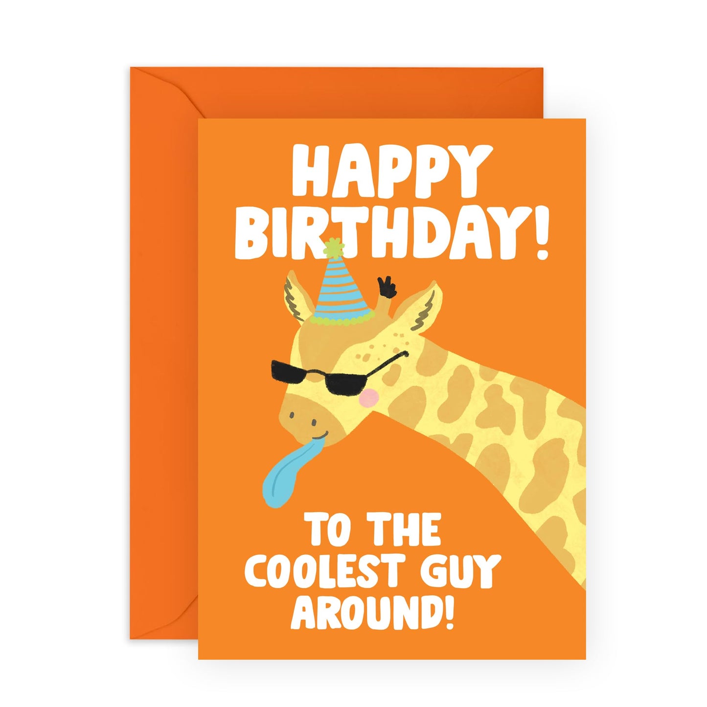 Dad Birthday Cards From Son Daughter - To The Coolest Guy - Cute Giraffe Birthday Cards For Him - Cheeky Gifts for Men - Comes With Stickers By Central 23
