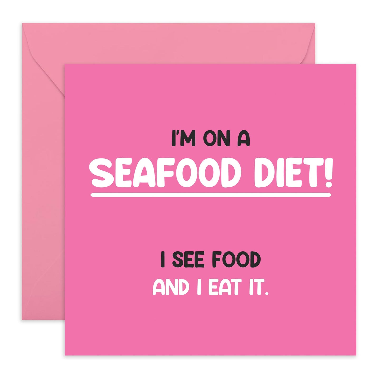 Creatively Funny Birthday Card - 'Seafood Diet' - Gifts for the Health Conscious Co-workers, Gym Rats, Friends, Colleagues - Yummy Seafood - Comes with Fun Stickers