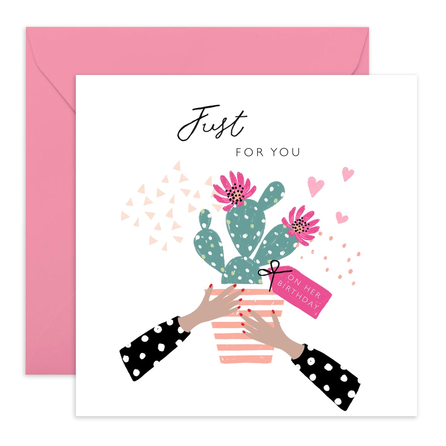Birthday Card For Friend - Blank Card With Envelope - Just For You Bday Cactus - Sweet Greeting Card For Her Sister Mum Nan Aunt - Comes With Stickers By Central 23