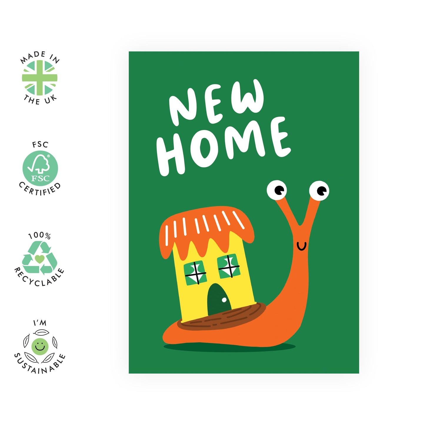 Charming Greeting Card - 'NEW HOME SNAIL HOUSE' - Perfect for Celebrating New Beginnings and Cozy Spaces - Ideal for Him, Her, Friends, Family, and Anyone Moving In - Comes With Stickers By Central 23