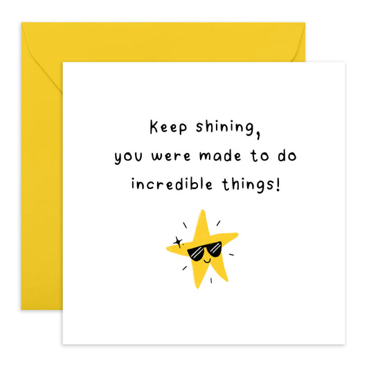 Motivation Greeting Card - 'Keep Shining' - Gift for Son, Daughter, Niece, BFF, Best Friend, Cousin, Family, Bestie, Sister, Bruv, Brother - Shine Bright - Comes with Fun Stickers