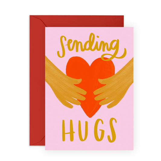Sending Hugs Card – Greetings for Support & Comfort , Get Well Soon - For Him, Her, Mum, Dad, Brother, Sister, Cousin, Colleagues, Neighbour, Classmate, Coworker, Friends, BFF - Comes with Stickers