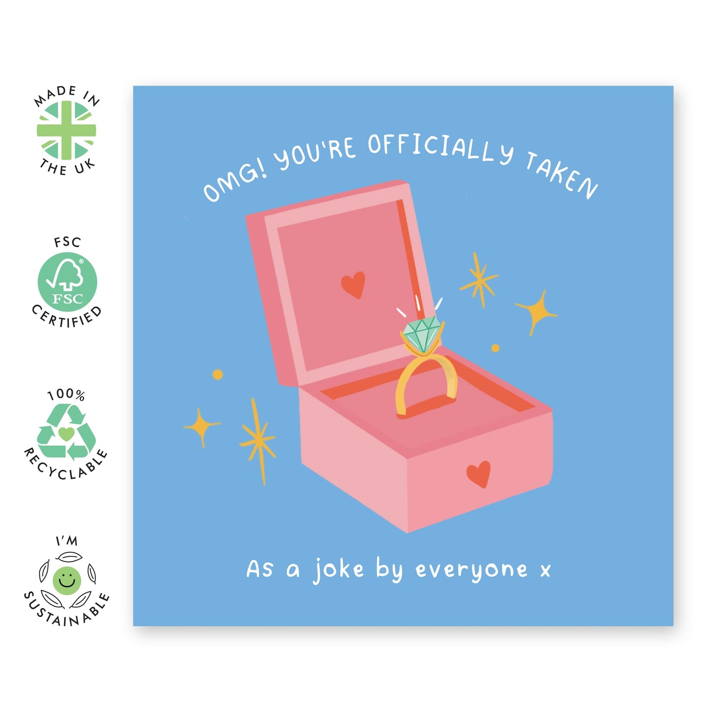 Funny Greeting Card - 'TAKEN AS A JOKE RING!' - Perfect for Celebrating Relationships with a Playful Twist - Ideal for Friends Family Partners Couples Fiancé - Comes With Stickers By Central 23