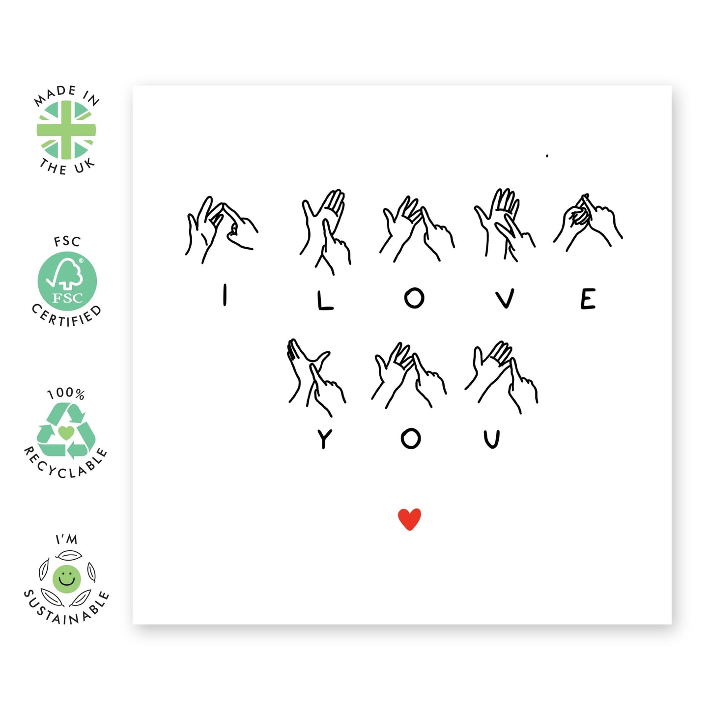 Creative Love Card for Her or Him - 'I Love Sign Language' - Gifts for Wife, Husband, Girlfriend, Boyfriend, Spouse, Partner, Honey, Babe - Hand Sign - Comes with Fun Stickers