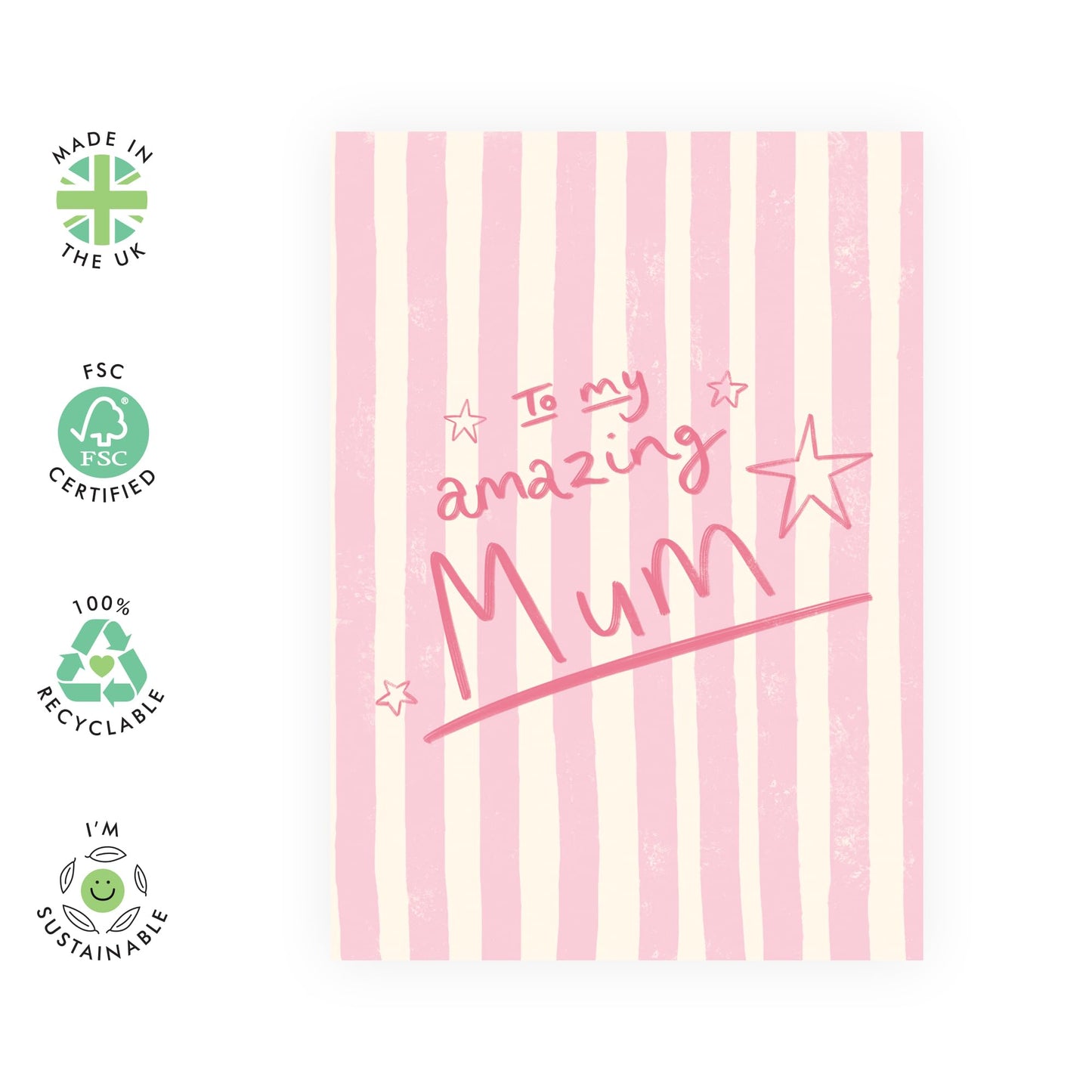 Appreciation Birthday Cards For Mum - To My Amazing Mum - Pink Greeting Cards For Women, Mummy, Mama, Ma - Happy Mother's Day Card From Daughter Son - Thank You Gifts For Her - Comes With Stickers