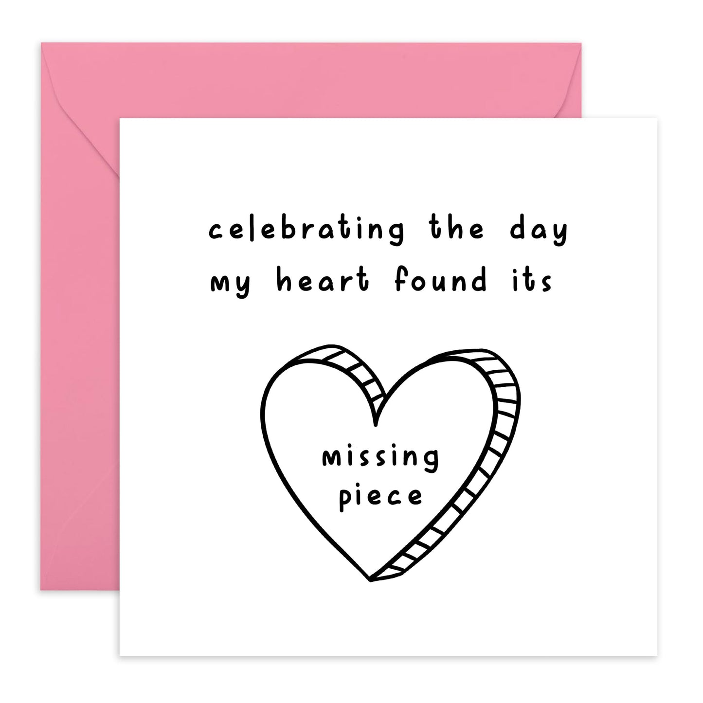 Anniversary Card For Him Her - My Heart Found Its Missing Piece - Wedding Anniversary - Love Gifts For Husband Wife Boyfriend Girlfriend - Comes With Stickers - By Central 23