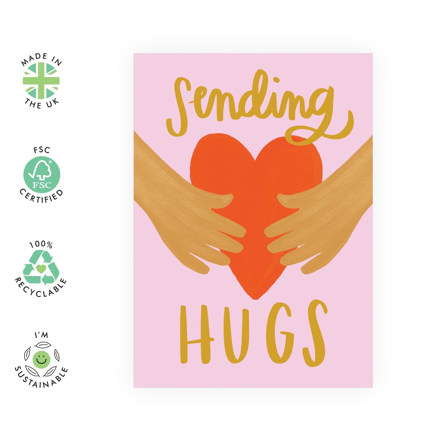 Sending Hugs Card – Greetings for Support & Comfort , Get Well Soon - For Him, Her, Mum, Dad, Brother, Sister, Cousin, Colleagues, Neighbour, Classmate, Coworker, Friends, BFF - Comes with Stickers