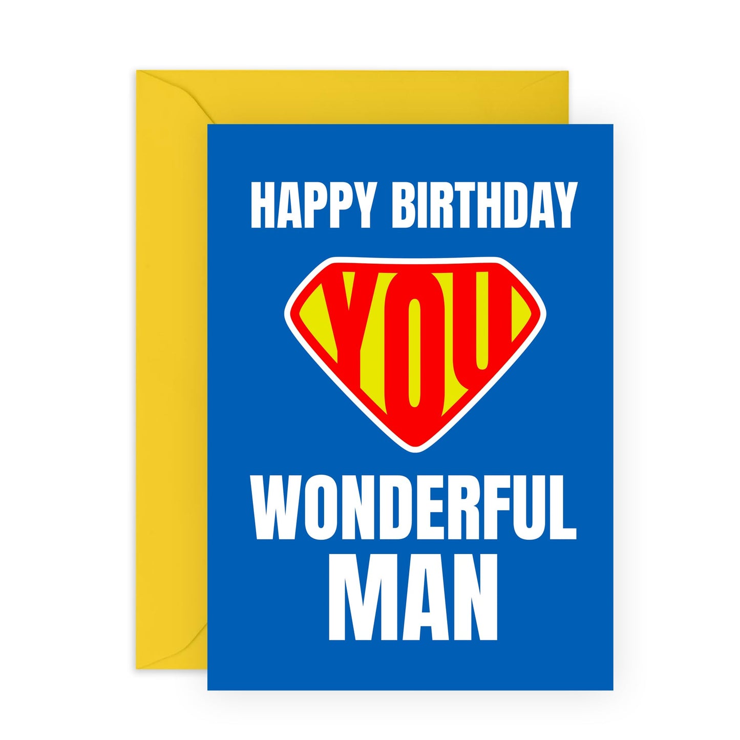 Superman Birthday Card for Him - 'You Wonderful Man' - Gifts for Men, Husband, Father, Dad, Daddy, Brother, Boyfriend, Son - My Hero - Comes with Fun Stickers