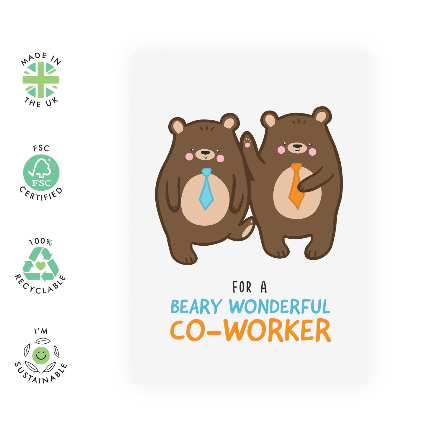 Congratulations Card For Women Men - Beary Wonderful Co Worker - Congratulations On Your New Job Colleagues - Graduation Brother Sister - Friendship Gifts - Comes With Stickers By Central 23