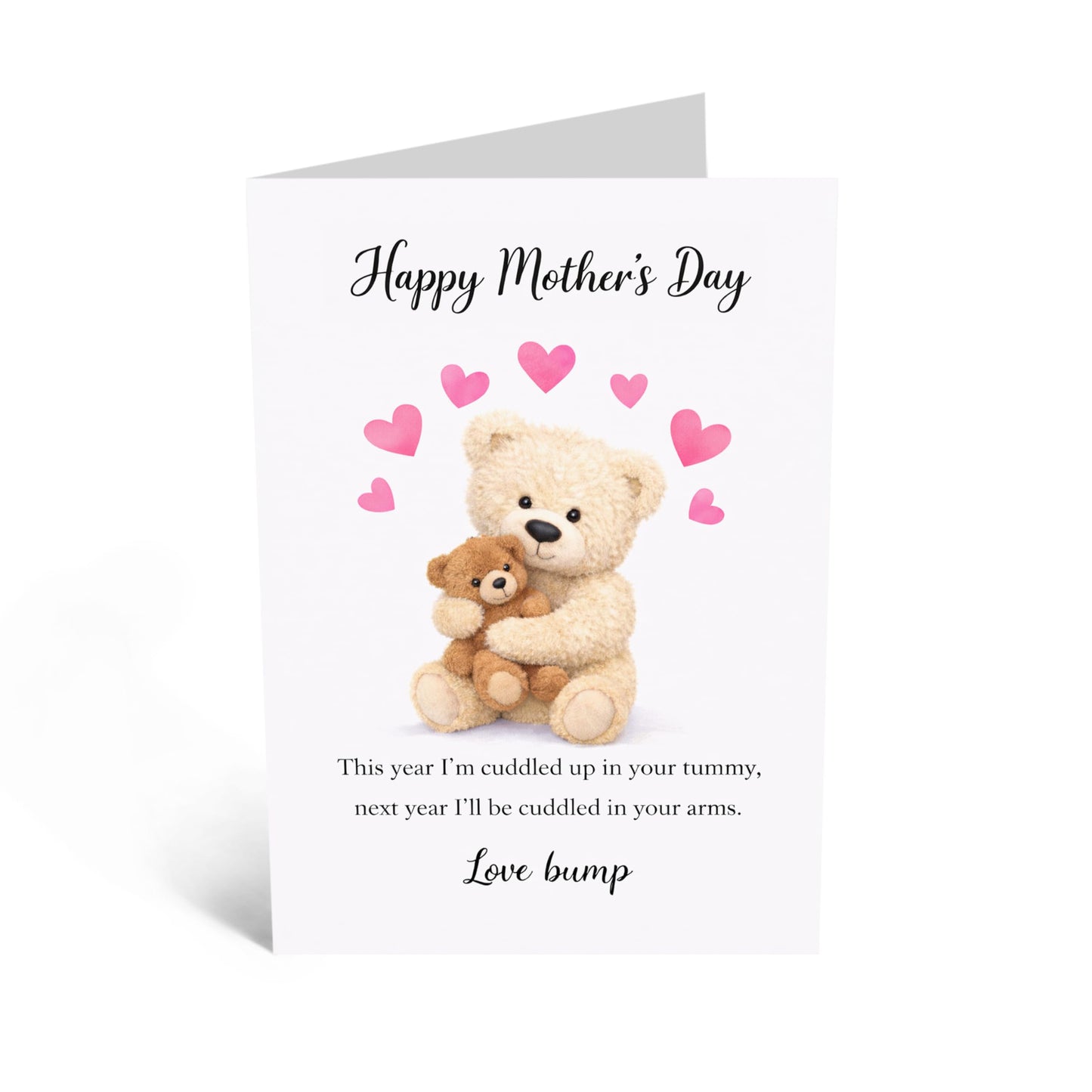 First Mother’s Day Card for First Time Mum - ‘Cuddled in Your Arms, From the Bump’ - Cute Pregnancy Greeting Card for Mummy to Be - Expectant Mum Gift - Includes Premium White Envelope