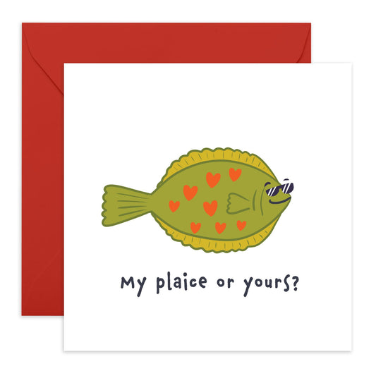 Anniversary Cards For Couples - My Plaice Or Yours - Valentines Cards For Boyfriend Girlfriend - Wedding Anniversary Card For Wife Husband - Comes With Stickers By Central 23