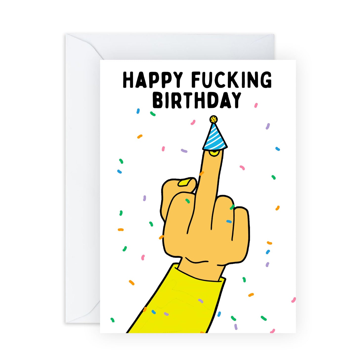 Hand Signal Birthday Card - 'F-ing Birthday' - Gift for Him, Her, Best Friend, Buddy, Mate, Colleagues, Coworkers, Classmate - This is for you - Comes with Fun Stickers