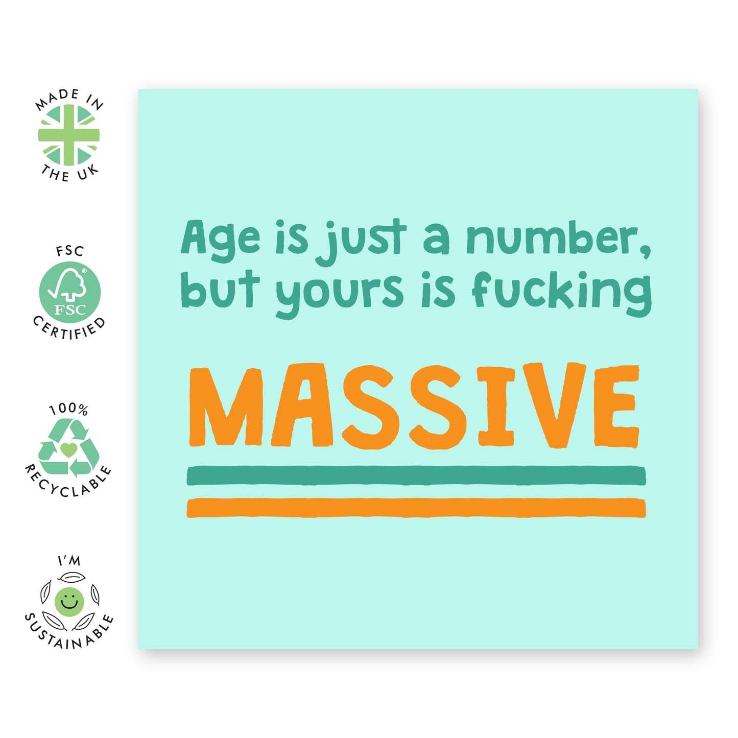Birthday Cards Her Him - Age Is Just A Number Yours Is Massive - Brother Sister Birthday Card - Best Friend Birthday Card - Greeting Cards For Male Female - Comes With Fun Stickers By Central 23