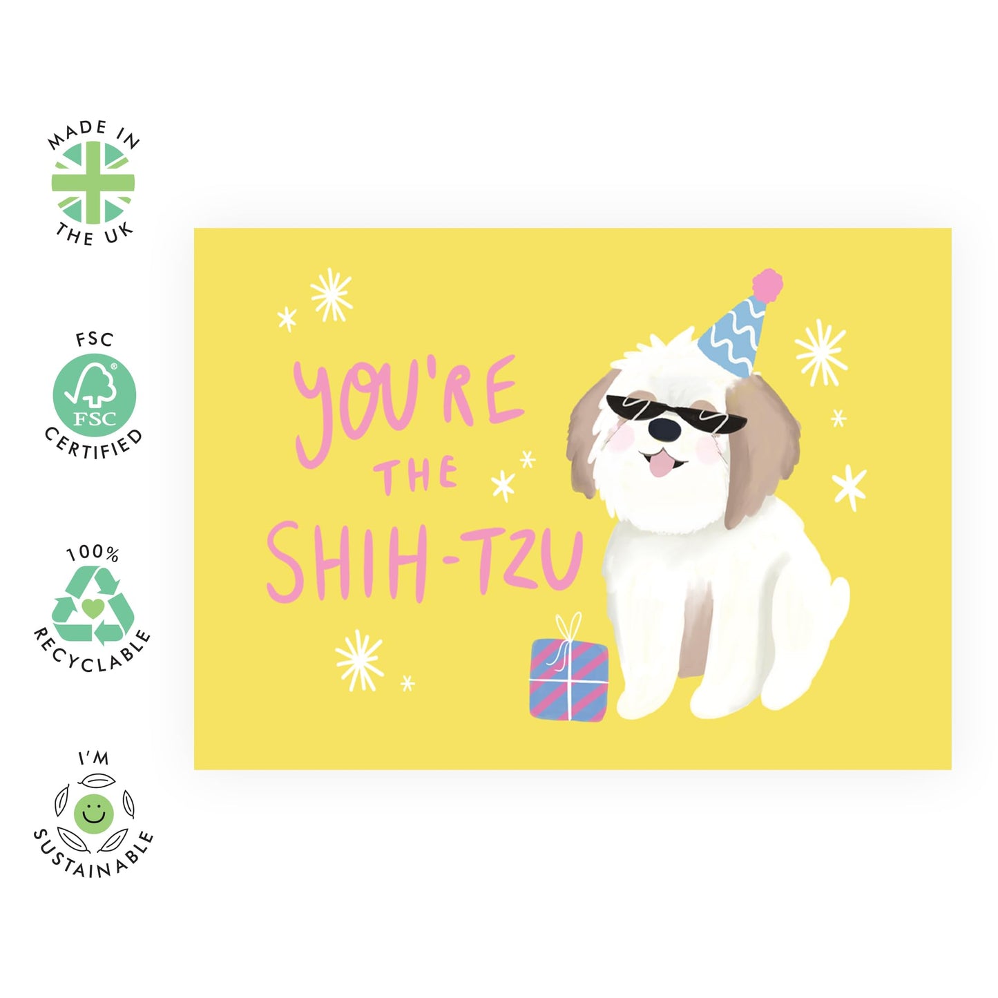 Dog Birthday Card For Men And Women - You're The Shih Tzu - Cute Birthday Card From Dog - Gift For Fur Parents Dog Mum Dad - Comes With Fun Stickers By Central 23