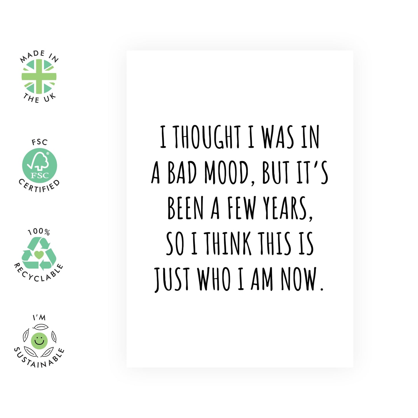 Best Friend Birthday Card - Thought I Was In A Bad Mood - Funny Birthday Cards For Women - Girlfriend Birthday Cards - Greeting Card For Men - Gifts For Him Her - Comes With Stickers - By Central 23