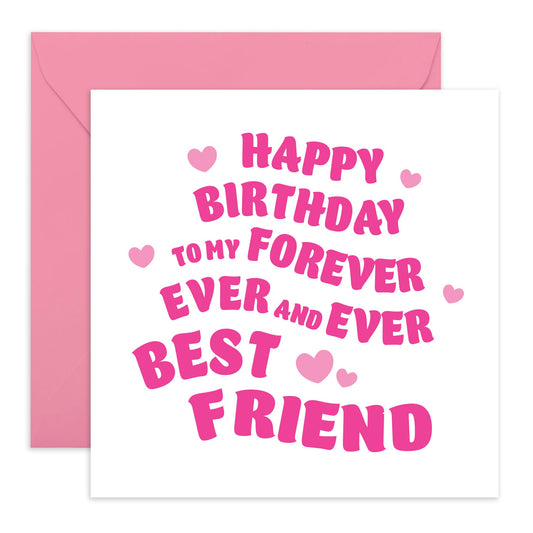 Best Friend Birthday Card - Pink Birthday Card For Women - Friends Birthday Gifts For Her - Sweet Greeting Card For Friends Colleagues Classmates - Comes With Fun Stickers - By Central 23