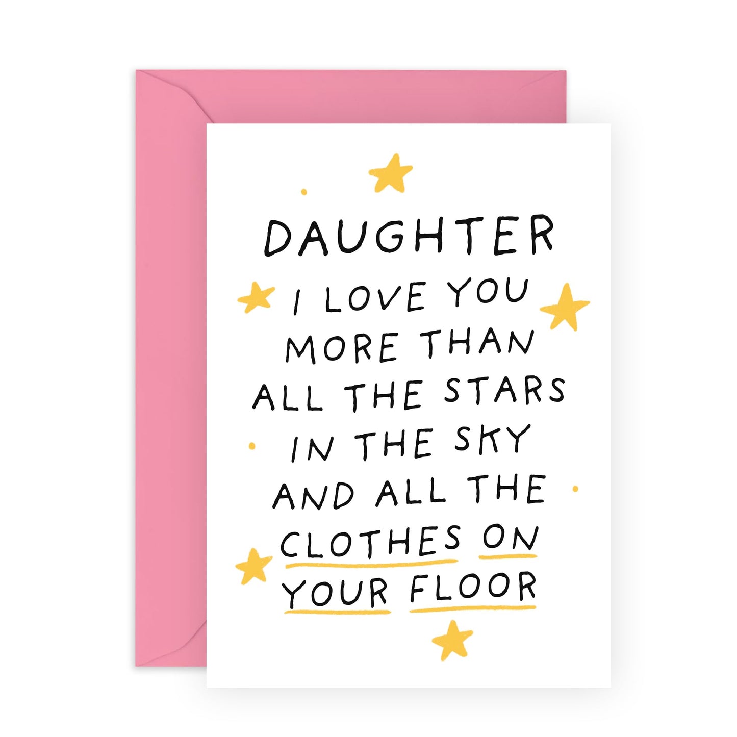Funny Happy Birthday Card - 'Daughter Clothes On The Floor' - Gift for Daughter, Step Daughter, Children, Kids, Teenagers, Family - Sincerely Mum & Dad - Comes with Fun Stickers