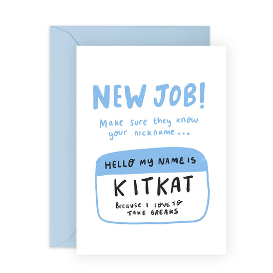 New Job Congratulations Card - 'KitKat New Job' - Gifts for Friends, Coworker, Bestie, BFF, Bruv, Mates, Lad, Bro, Officemate - Jokes On You - Comes with Fun Stickers