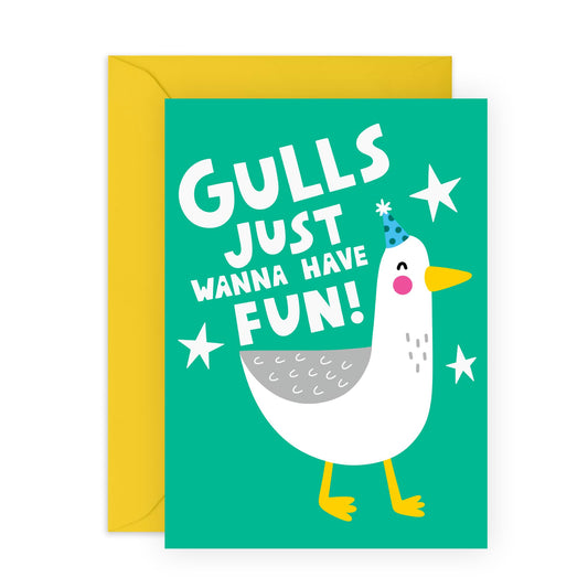 Hilarious Greeting Card - 'Gulls Just Wanna Have Fun' - Gifts for Girlfriends, BFFs, Besties, Gals, Sisters, Sis - Girls Night - Comes with Fun Stickers
