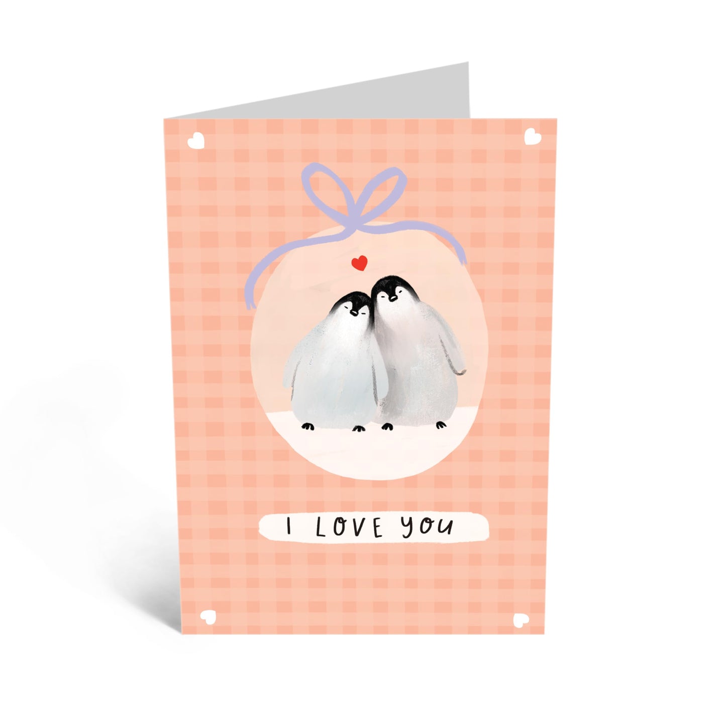 Cute Greeting Card - 'PENGUIN COUPLE CHECK LOVE YOU' - Perfect for Expressing Affection with an Adorable Twist - Ideal for Couples Who Appreciate a Playful Message - Comes With Stickers By Central 23