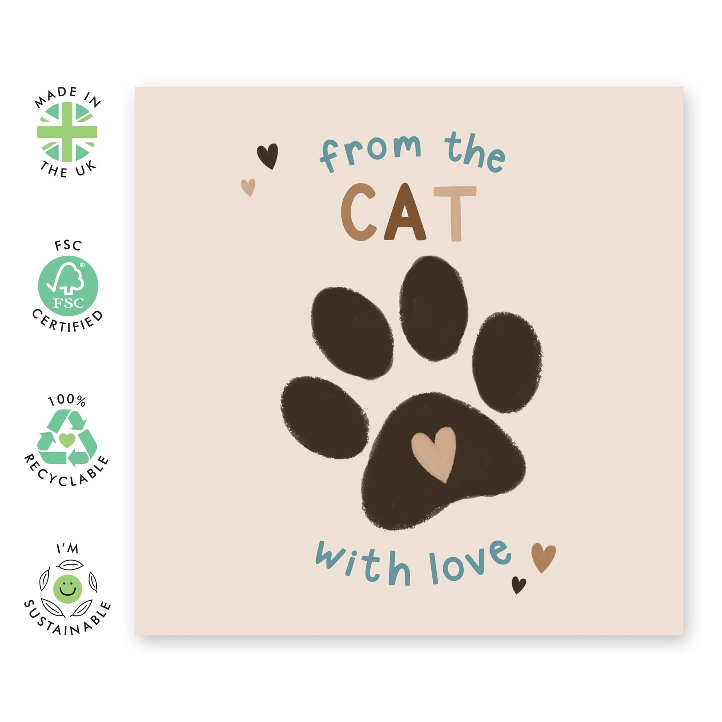 Cat Lover's Birthday Card - 'From The Cat' - Gifts for Her, Him, Fur Mum or Dad, Wife, Husband, Niece, Daughter, Son, Bestie, BFF, Friends, Her, Pet Owners - Paw Print - Comes with Fun Stickers