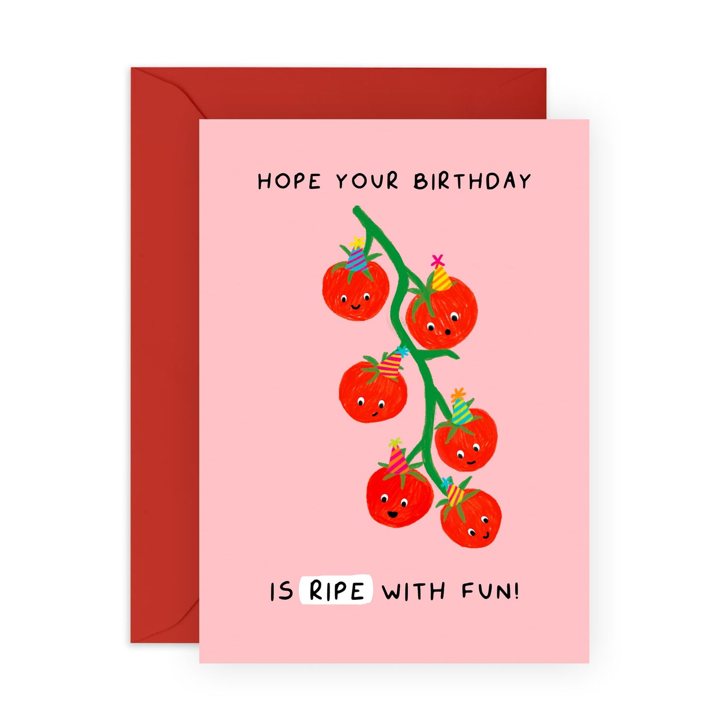 Birthday Card For Mum Dad - Hope Your Birthday Is Ripe With Fun - Funny Food Puns Jokes -  Plant Vine Tomato - Hilarious Gifts For Men Women - Comes With Cute Stickers By Central 23