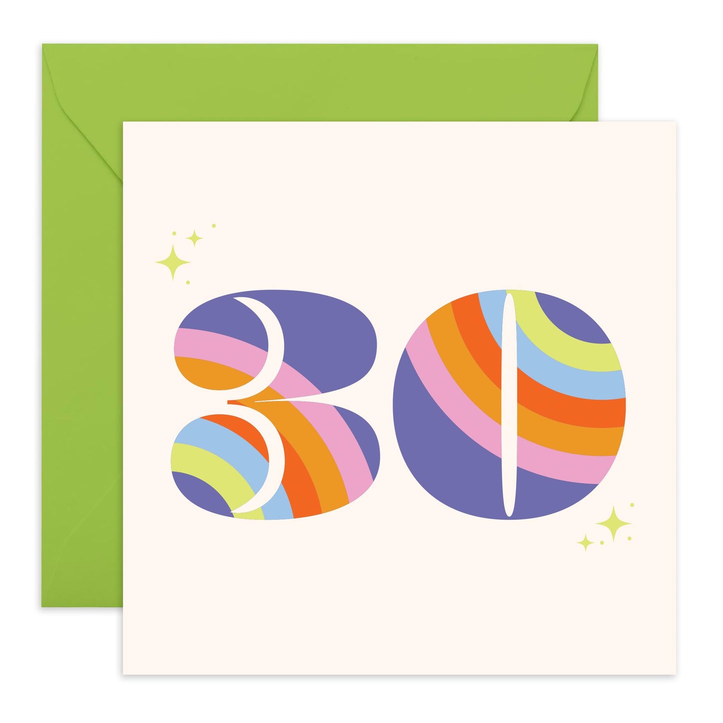 30th Birthday Card For Women - Rainbow Font 30 - Wife - Mum - Sister - Rainbow Birthday Card - Happy Thirtieth Birthday Greeting Card Female Friends - Comes With Fun Stickers - By Central 23