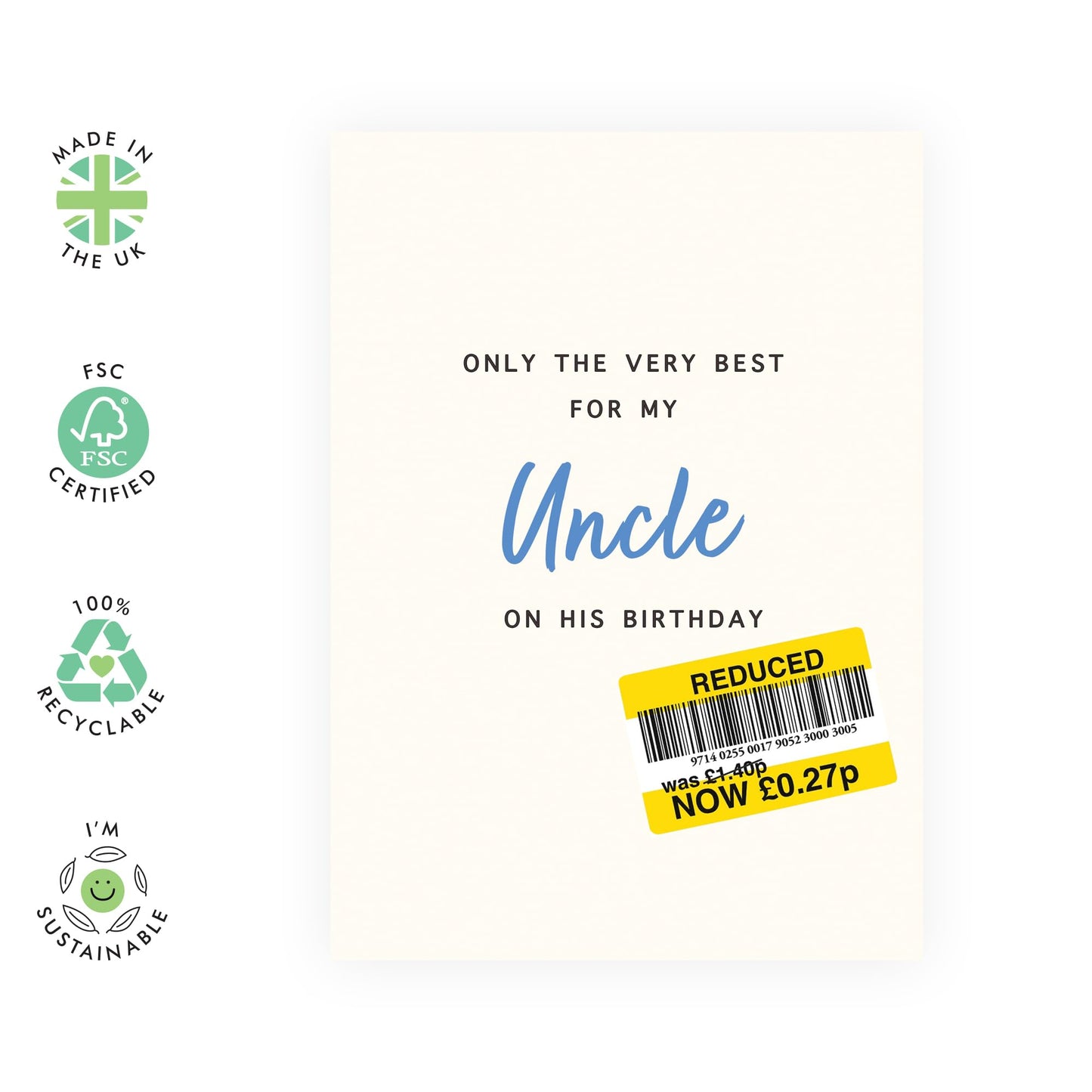Greeting Card - 'Only the Very Best for My Uncle' - For Your Uncle - Heartfelt Design - Ideal for Expressing Love and Appreciation - Perfect for Any Occasion - Comes with Stickers by Central 23