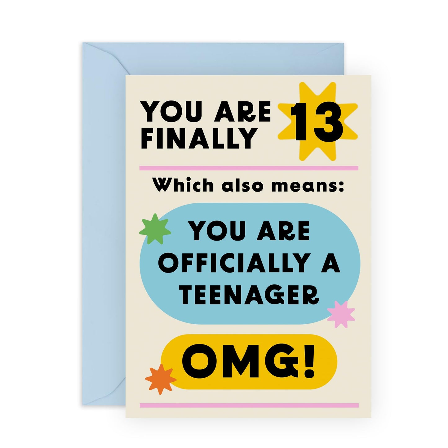 3th Birthday Card For Boys Girls - You Are Finally 13 - Happy Thirteenth Birthday Card For Teens - Gifts For Her Daughter Son - Niece Nephew - Comes With Stickers By Central 23