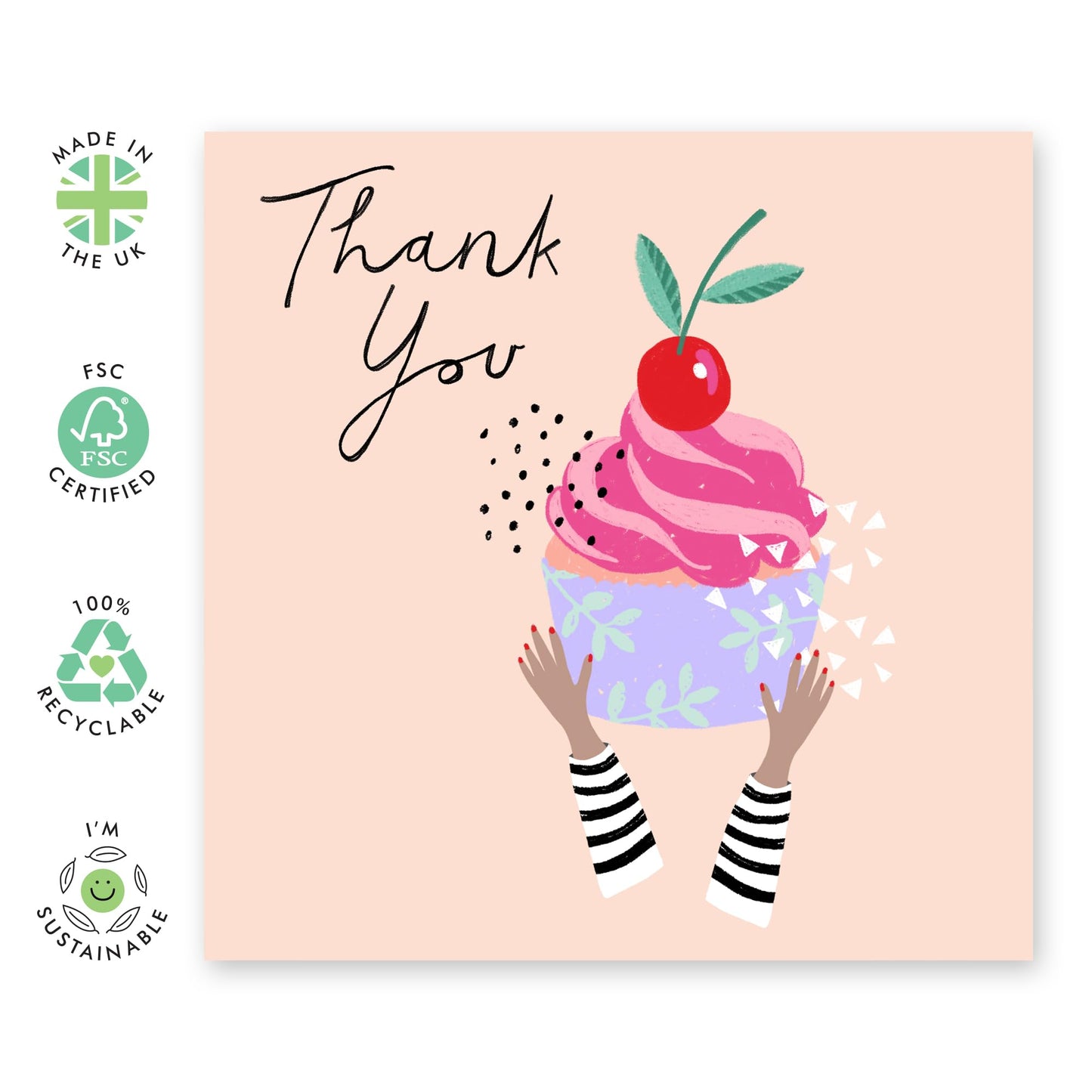 Thank You Cards Kids Students - Cute Cupcake - Baby Shower Thanks You Cards With Envelopes - Appreciation Gifts For Friends Classmates Neighbors - Comes With Stickers By Central 23
