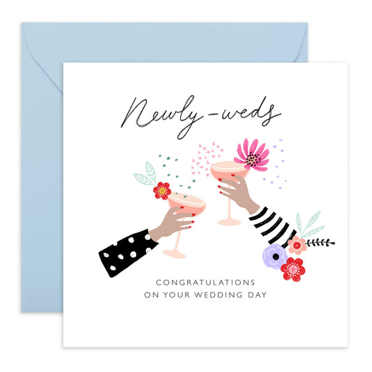 Wedding Cards For Bride And Groom - Newly Weds Congratulations - Floral Greeting Card - Congratulations Card Men Women Son Daughter - Best Wishes Gift For Him Her - Comes With Stickers By Central 23