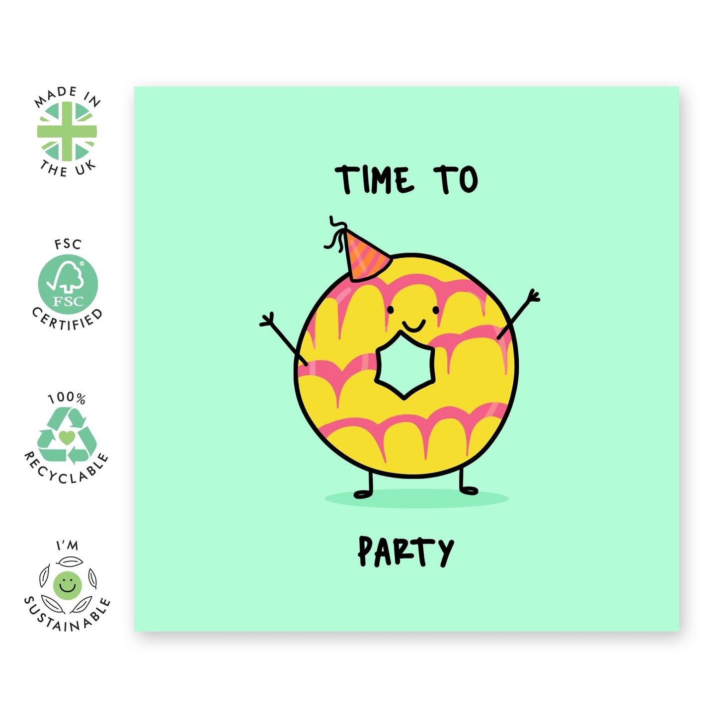 Happy Birthday Cards For Men Women - Time To Party - Cute Greeting Cards For Boys Girls Kids - Friends Birthday Card - Comes With Stickers - Blank Inside - By Central 23