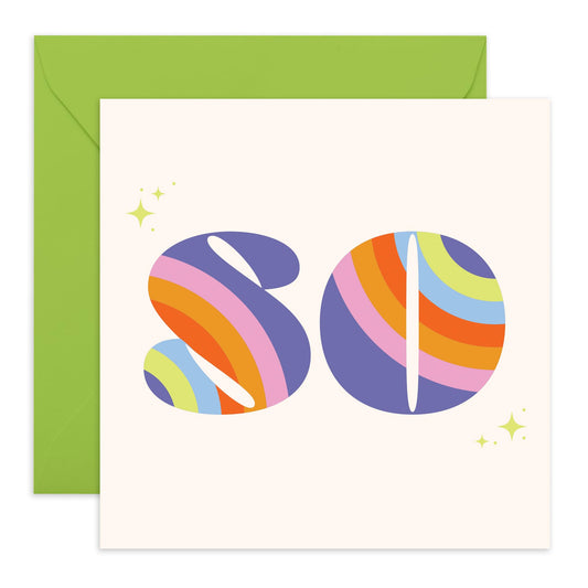 80th Birthday Card For Grandma - Rainbow Font 80 - Grandmother Birthday Greeting Card - Gifts For Her - Happy Eightieth Birthday Cards For Grandmother - Comes With Fun Stickers - By Central 23