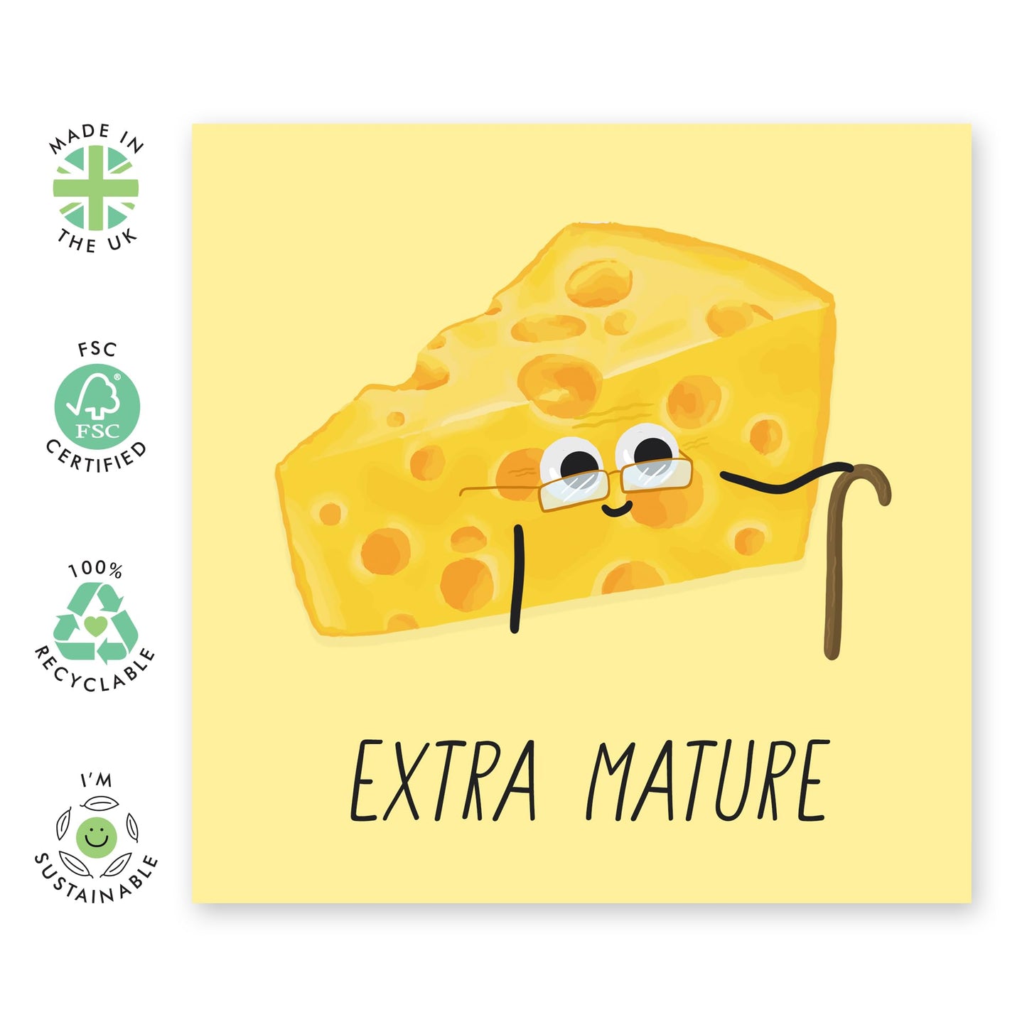 Happy Birthday Card For Men Women - Extra Mature Cheese - Funny Greeting Cards For Him Her - Gift For Brother Sister Friend - For Mum Dad - Comes With Sticker By Central 23