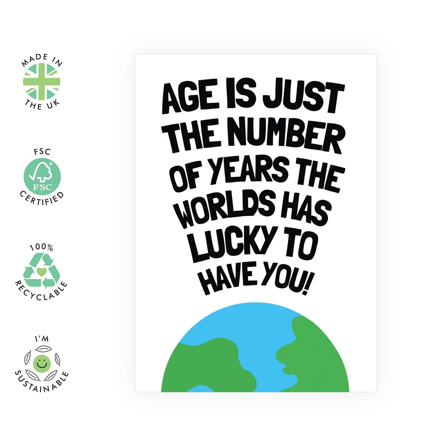 Birthday Greeting Card - 'LUCKY TO HAVE YOU WORLD' - Perfect for Celebrating Your Loved Ones Special Day - Ideal for Him Her Wife Husband Friends Family BFFs - Comes With Stickers By Central 23