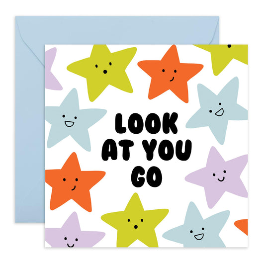 Cheering Up Greeting Card - 'Look At You Go' - Gifts for Colleagues, Co-workers, Son, Daughter, Niece, Nephew, Family, Relatives, Students - Go Get It - Comes with Fun Stickers