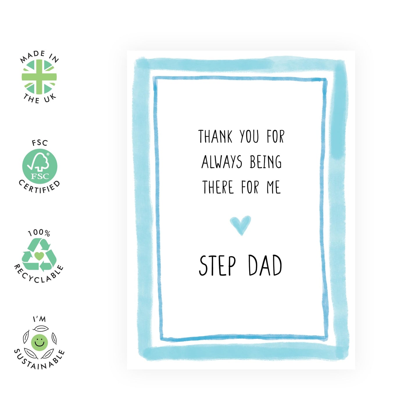 Step Dad Fathers Day Cards - Always There Step Dad - Thank You Step Dad Card - Happy Birthday Card For Stepfather - Gifts For Men Him Papa Pop Daddy - Comes With Stickers By Central 23