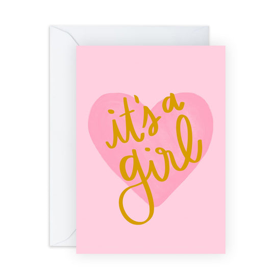 Celebratory Greeting Card - 'IT'S A GIRL' - For Announcing the Arrival of a New Baby Girl with Joy and Excitement - Ideal for Baby Showers or Birth Announcements - Comes with Stickers by Central 23