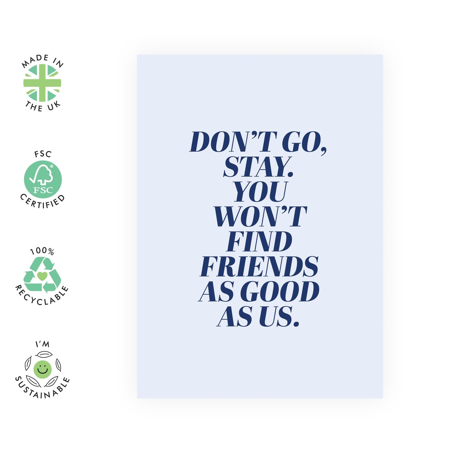 Personalised Leaving Card - Don't Go Stay Friends' - Gifts for Co-workers, Workmates, Officemates, Partners, Work Friends, Bruv, Mates - Office Friends - Comes with Fun Stickers