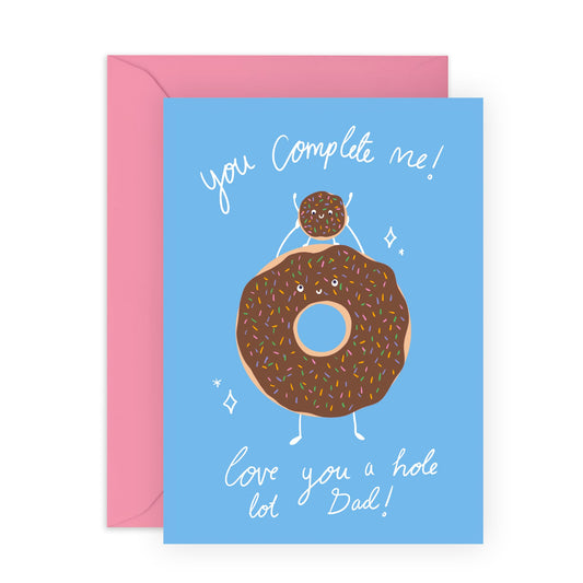 Happy Birthday Husband Card - You Complete Me Dad Donut - Thank You Gift For Him Papa Daddy - From Wife Fiancé Partner - Sweet Fathers Day Card From Daughter Son - Comes With Stickers By Central 23