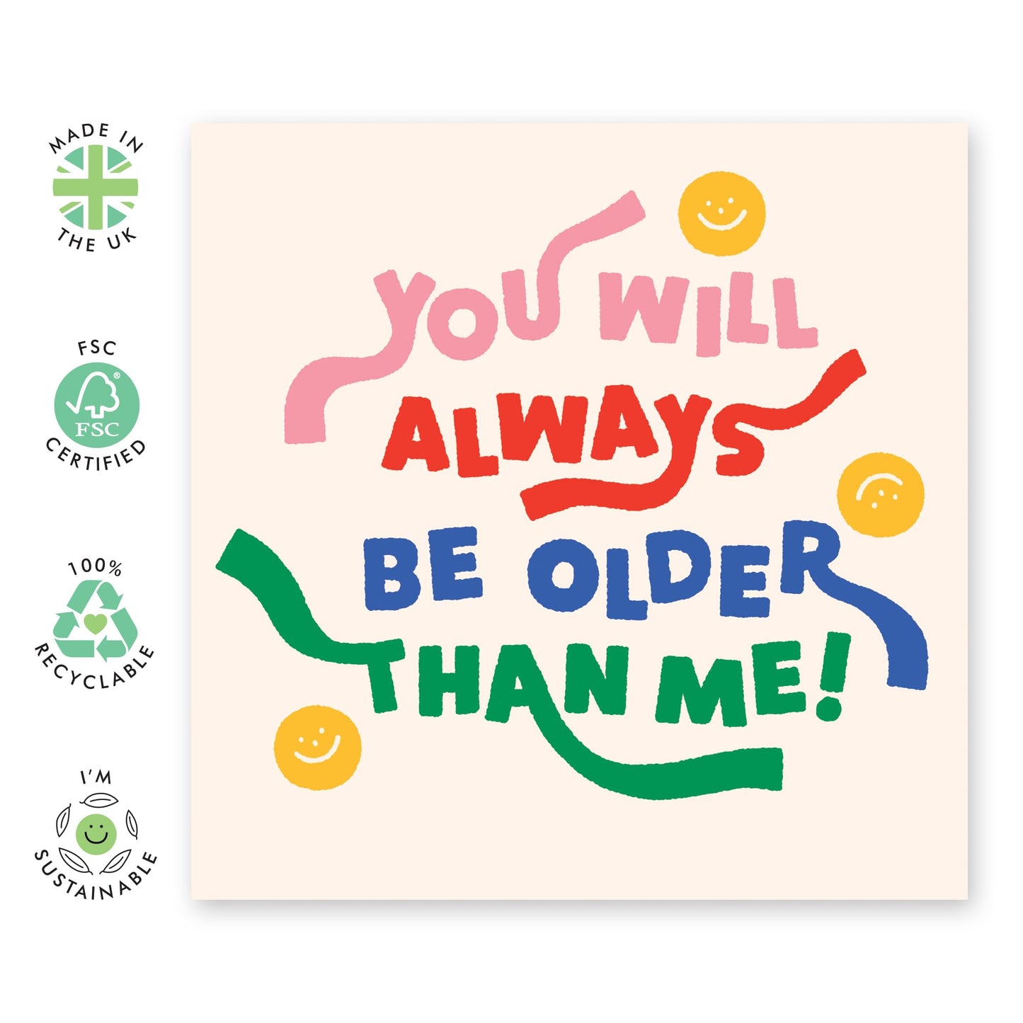 Funny Birthday Card For Big Sister - Older Than Me Smiley - Older Brother Birthday Cards And Envelopes - Cheeky Puns Jokes - Gifts For Friends Mum Aunt - Comes With Fun Stickers By Central 23