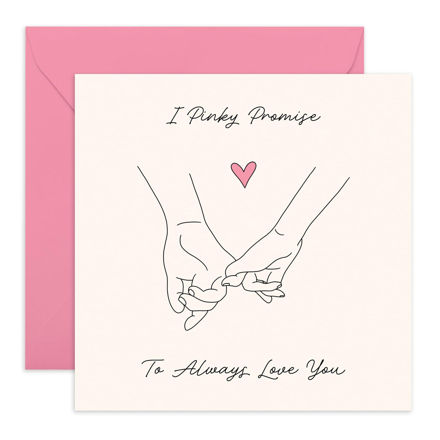 Adorable Love Card for Him or Her - 'Pinky Promise' - Gifts for Wife, Husband, Boyfriend, Girlfriend, Partner, Babe - Valentines Day, Always Love You - Comes with Fun Stickers