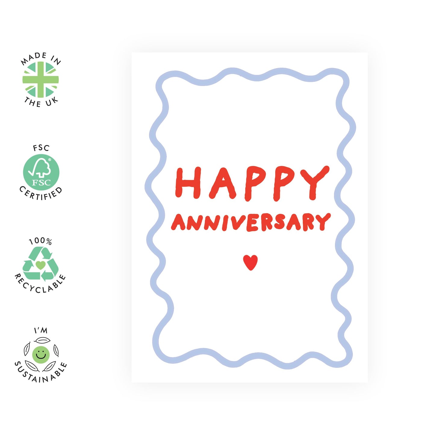 Romantic Anniversary Card - 'Happy Anni' - Gifts for Wife, Husband, Parents, Married Couple, Partner, Girlfriend, Boyfriend - Classic Greeting - Comes with Fun Stickers