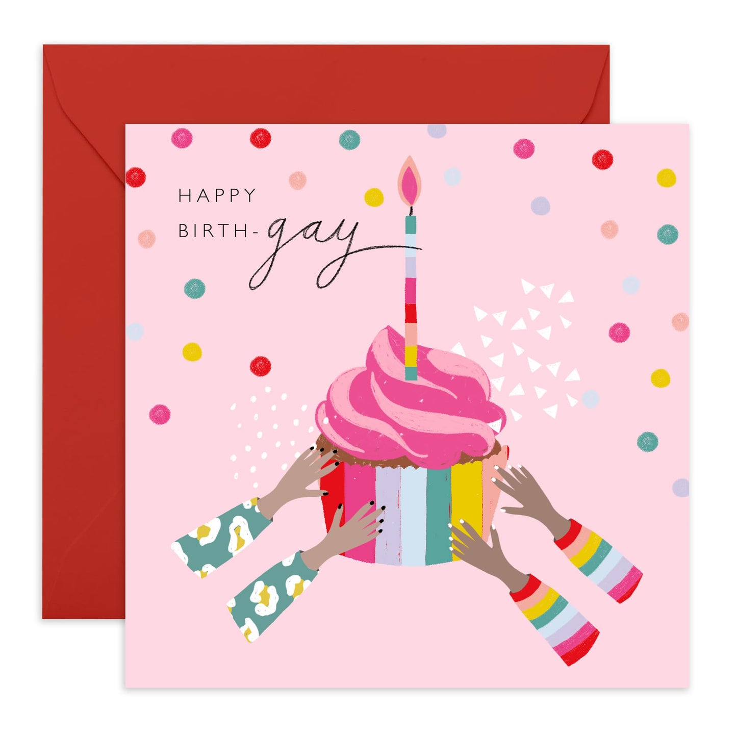Cupcake Happy Birthday Card - 'LGBT 6' - Gifts for Gays, Lesbian, Him, His, He, Her, She - Make A Wish - Comes with Fun Stickers