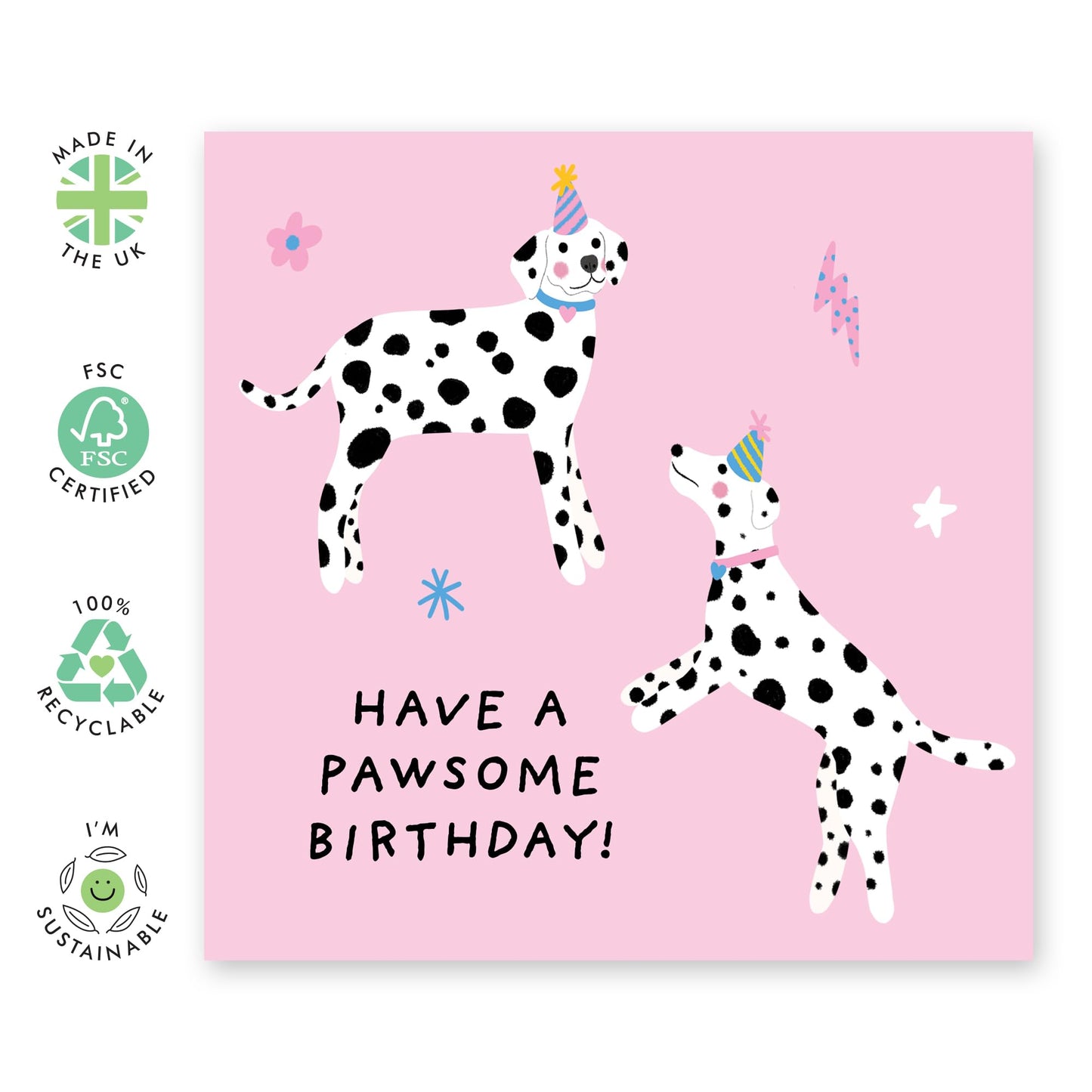 Awesome Birthday Card for Her - 'Dalmatians' - Gifts for Besties, Friends, BFF, Auntie, Girlfriend, Wife, Coworker, Colleagues, Sister, Ladies - Fur Mum - Comes with Fun Stickers