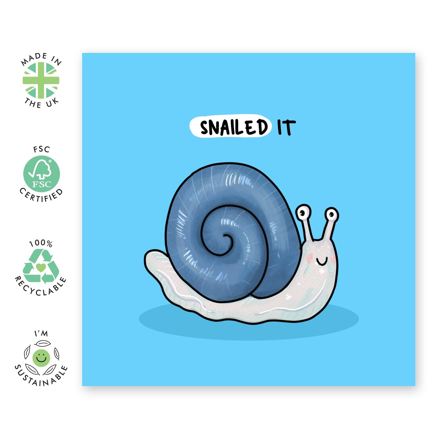 Punny Greeting Card - 'SNAILED IT' - Perfect for Adding a Fun and Playful Touch to Any Achievement or Occasion - Ideal for Him, Her, Friends, Family, Colleagues - Comes With Stickers By Central 23