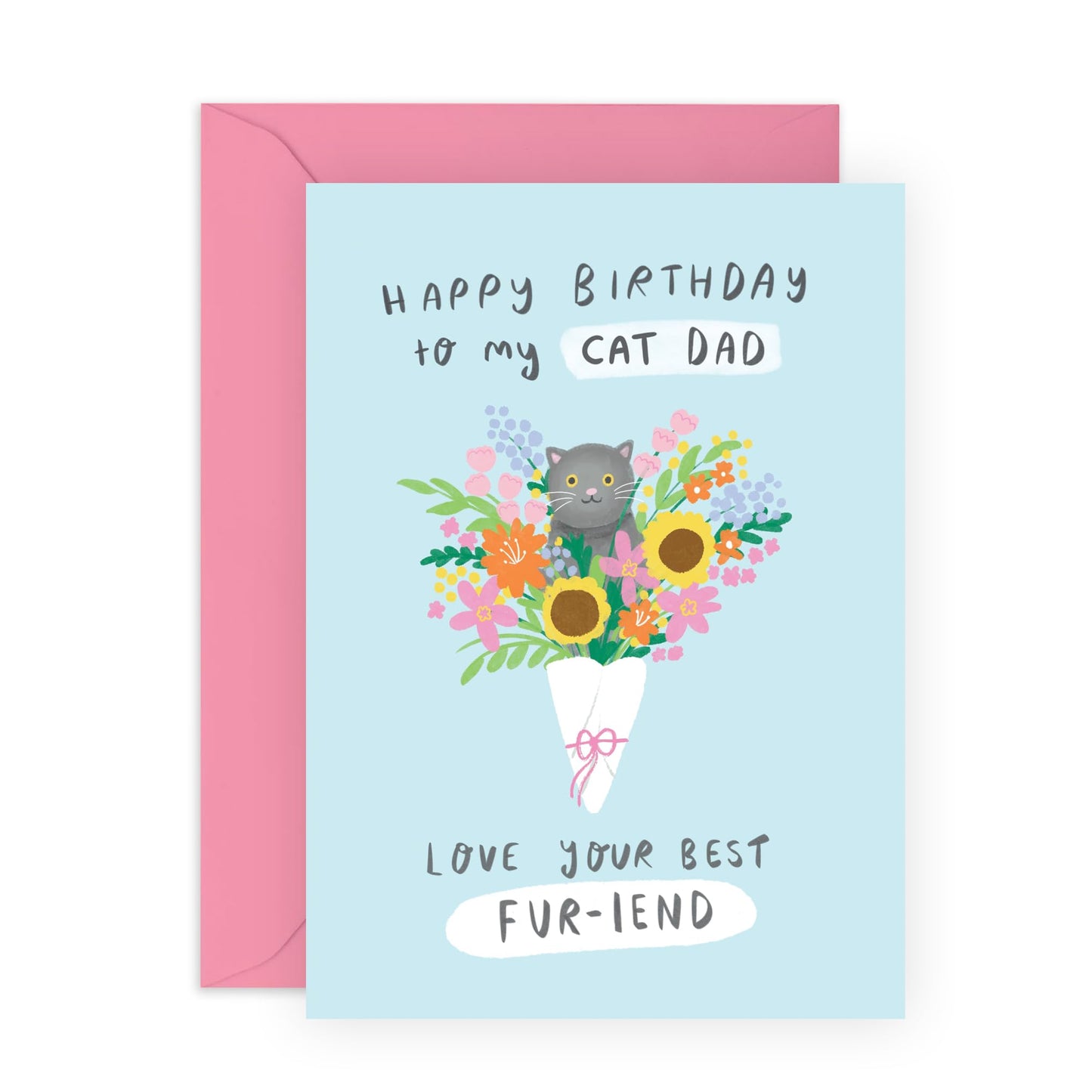Cat Dad Card - Cat Birthday Card For Men - Happy Birthday Card And Envelope - Gifts For Fur Parents Pet Owners - Kitty Kitten - Comes With Cute Stickers By Central 23